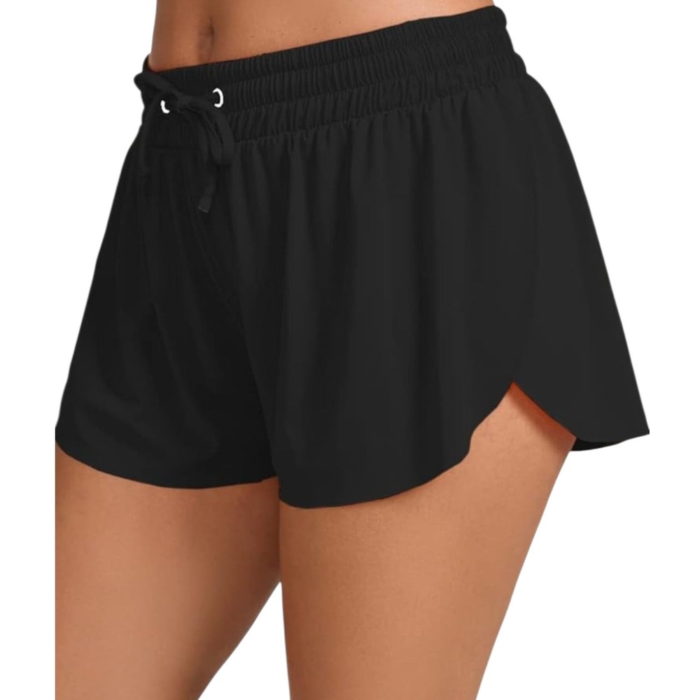 Black Athletic Running Shorts Womens‎ XL Activewear Workout Lounge Drawstring